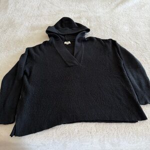 Aerie Black Hooded Waffle Knit Tunic Sweater size Medium
